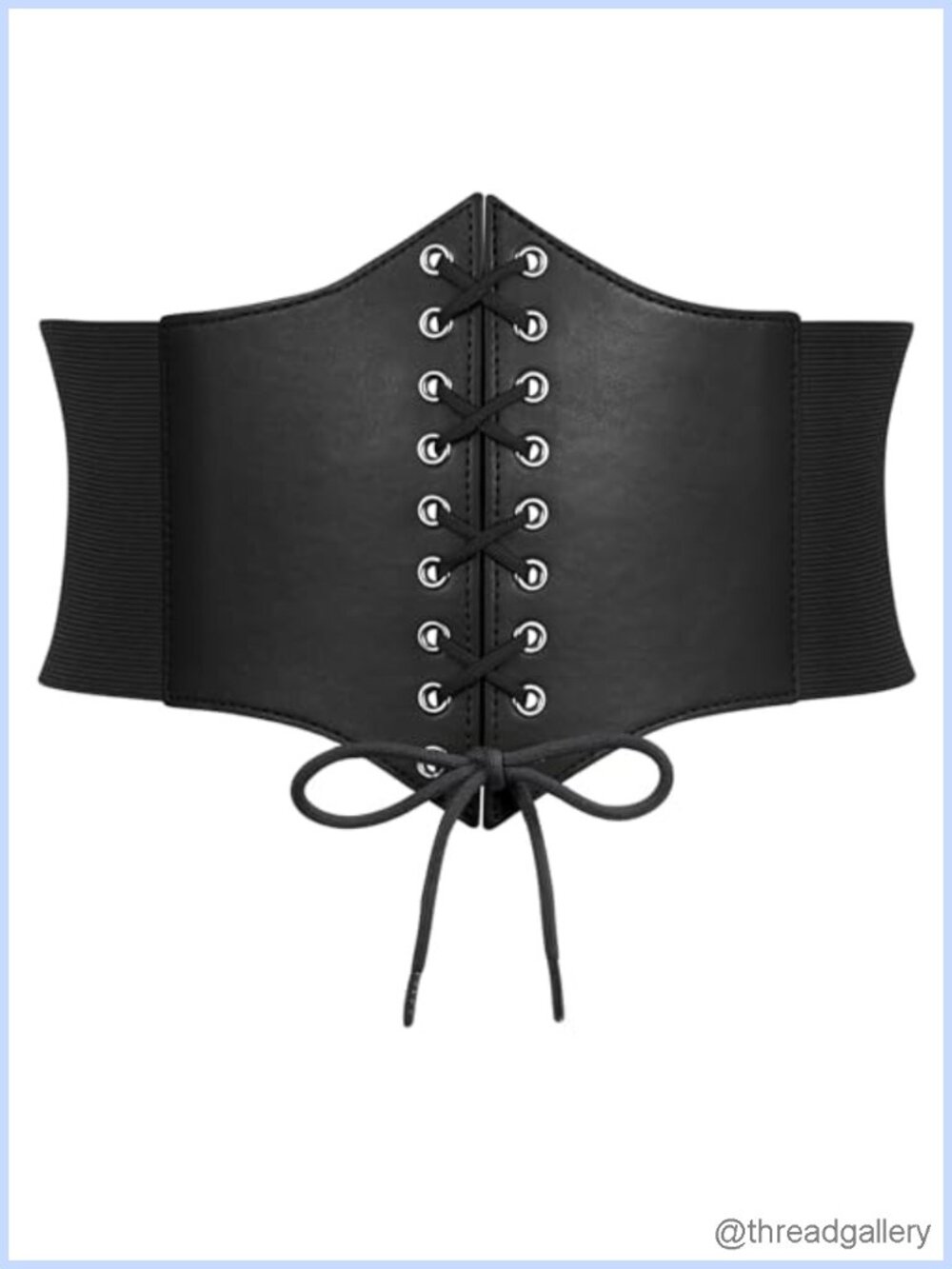 Faux Leather Lace-Up Corset Belt Waspie Wide Elastic Waist Belt Costume